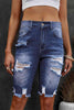 Distressed Frayed Hem Denim Bermuda Shorts