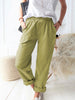 New style solid color casual elastic high waist straight trousers women