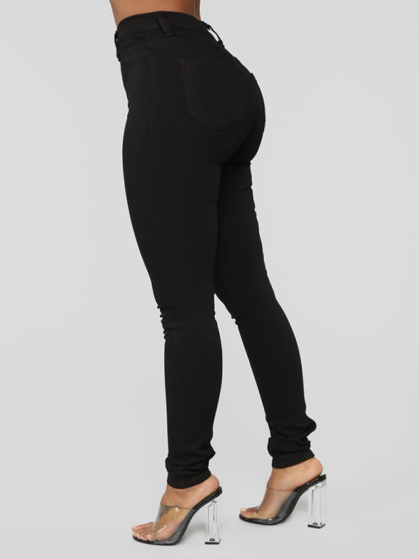 Women's Button Blouse High Waist Ankle Skinny Jeans