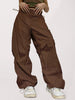 Women's Solid Color Oversize Parachute Cargo Pants