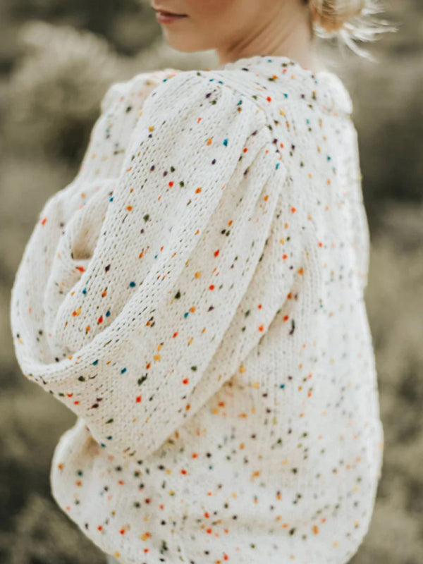 Women's colorful polka dot pullover long sleeve sweater