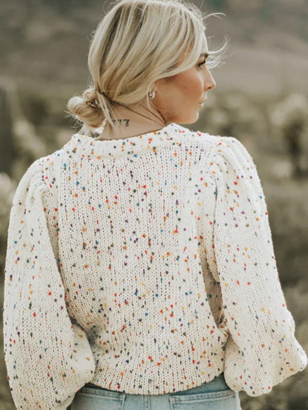Women's colorful polka dot pullover long sleeve sweater